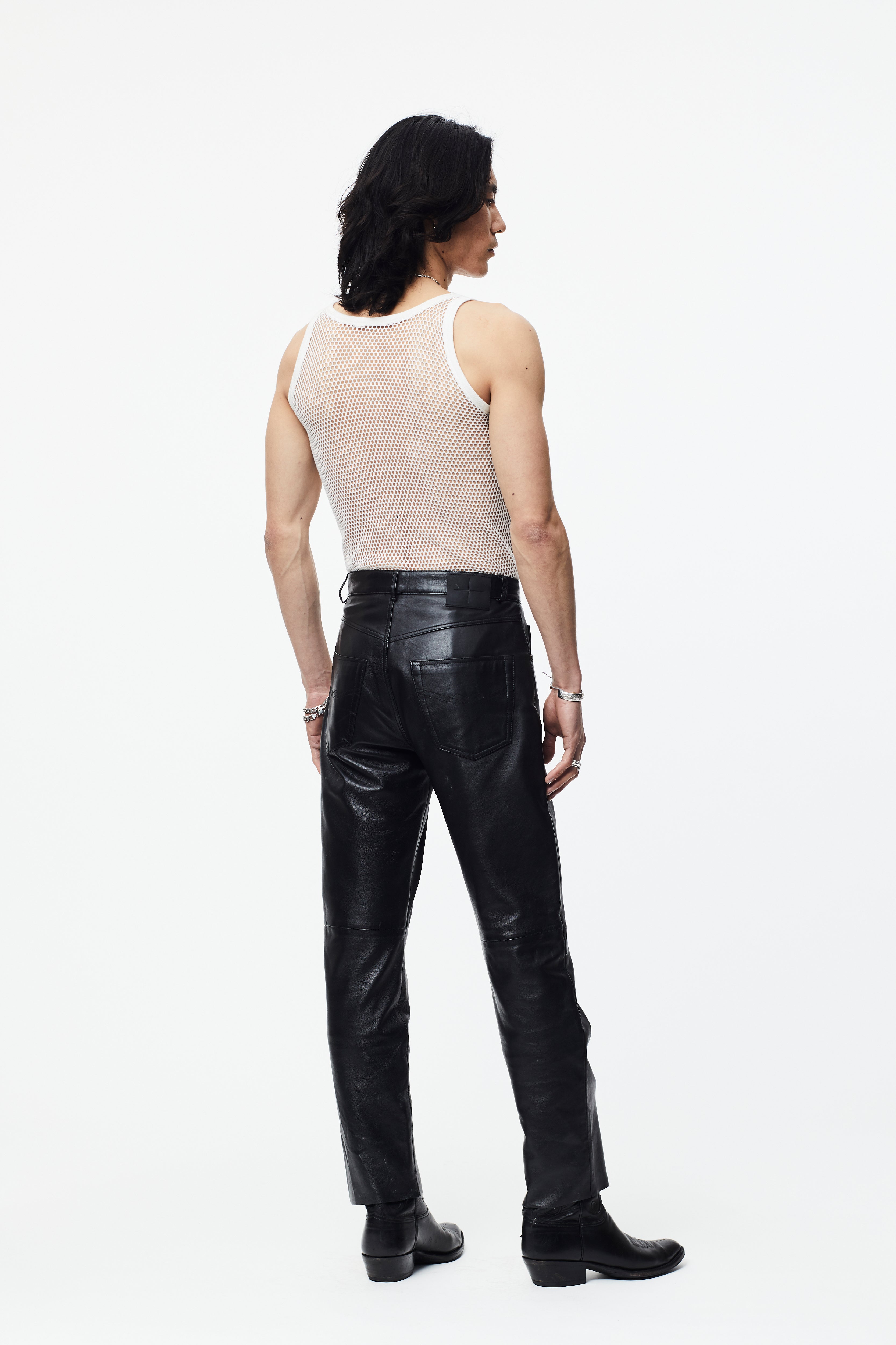 leather jeans/ mickkeus